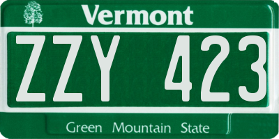 VT license plate ZZY423