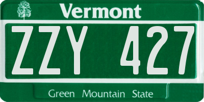 VT license plate ZZY427