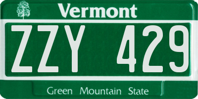 VT license plate ZZY429