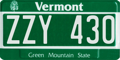 VT license plate ZZY430