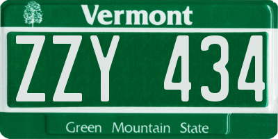VT license plate ZZY434