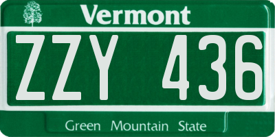 VT license plate ZZY436