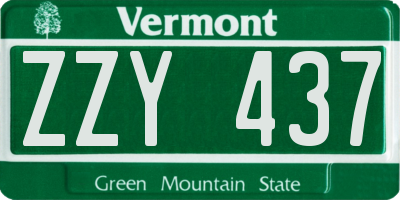 VT license plate ZZY437