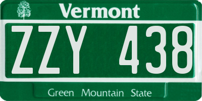 VT license plate ZZY438