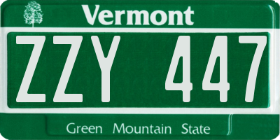 VT license plate ZZY447