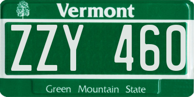 VT license plate ZZY460