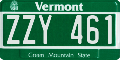 VT license plate ZZY461