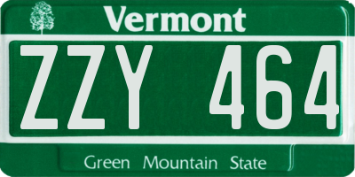 VT license plate ZZY464
