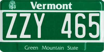 VT license plate ZZY465