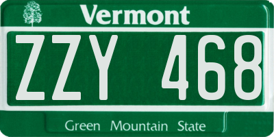 VT license plate ZZY468