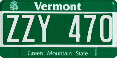 VT license plate ZZY470