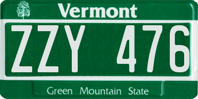 VT license plate ZZY476