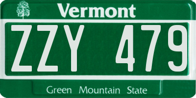 VT license plate ZZY479