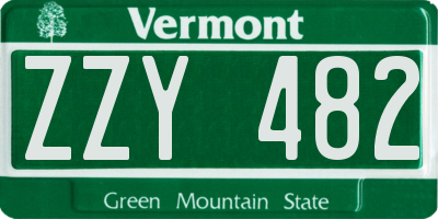 VT license plate ZZY482