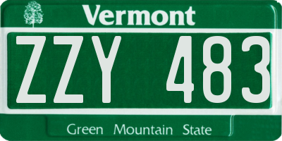 VT license plate ZZY483
