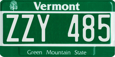VT license plate ZZY485