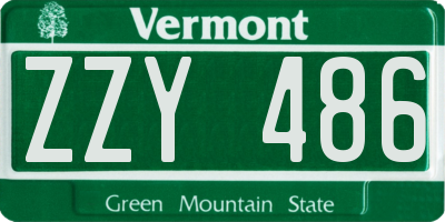 VT license plate ZZY486