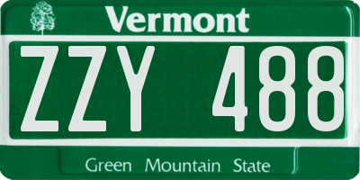 VT license plate ZZY488