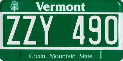VT license plate ZZY490