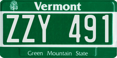 VT license plate ZZY491