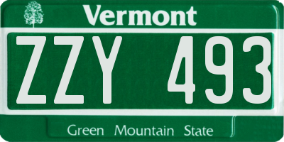 VT license plate ZZY493