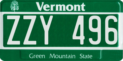 VT license plate ZZY496