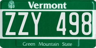 VT license plate ZZY498