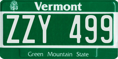 VT license plate ZZY499