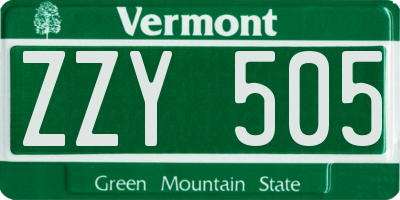 VT license plate ZZY505
