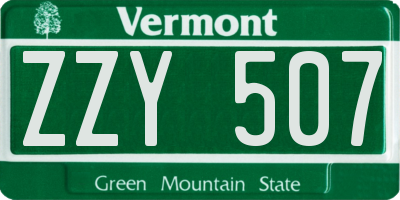 VT license plate ZZY507