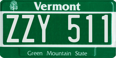 VT license plate ZZY511