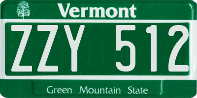 VT license plate ZZY512