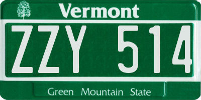 VT license plate ZZY514