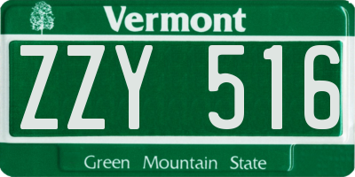VT license plate ZZY516