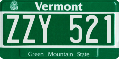 VT license plate ZZY521