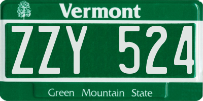 VT license plate ZZY524