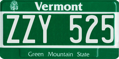 VT license plate ZZY525