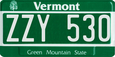VT license plate ZZY530