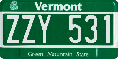 VT license plate ZZY531
