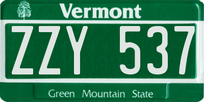 VT license plate ZZY537