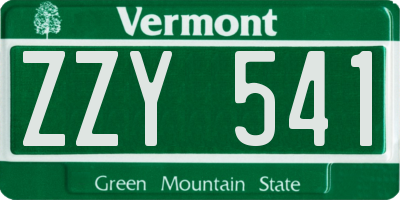 VT license plate ZZY541