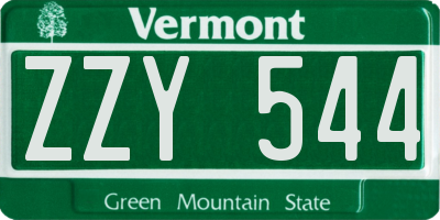 VT license plate ZZY544