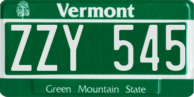 VT license plate ZZY545