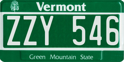 VT license plate ZZY546