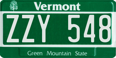 VT license plate ZZY548