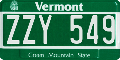 VT license plate ZZY549