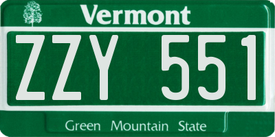 VT license plate ZZY551