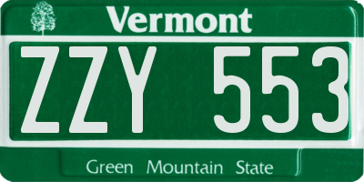 VT license plate ZZY553