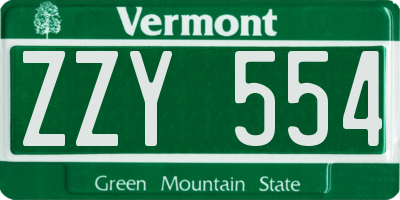 VT license plate ZZY554