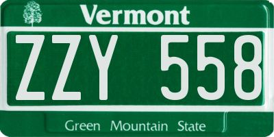 VT license plate ZZY558